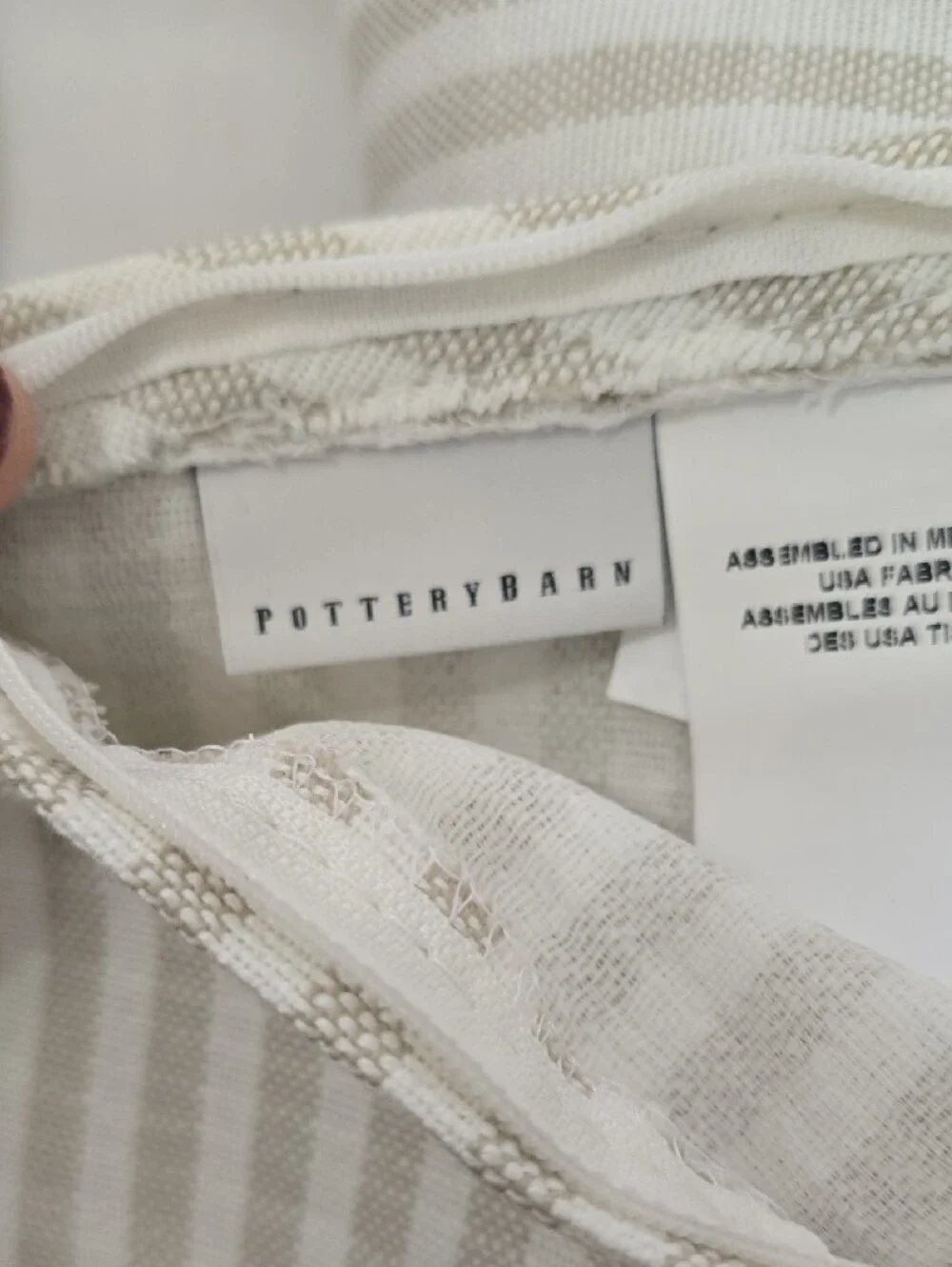 Pottery Barn Striped Pillow  Shams Set  in White & Light Beige